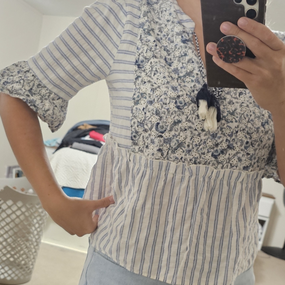 Striped and Floral Women's Top